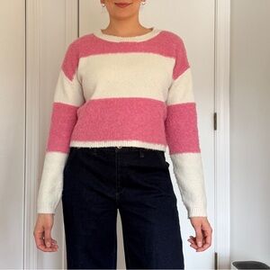 Jessica Simpson Pink & White Striped Crewneck Sweater
